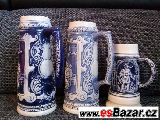 porcelánový půllitr modrý 3 ks – fotografie 2