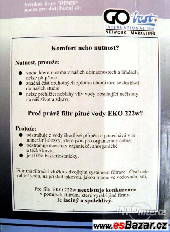 Nový filtr na pitnou vodu EKO 222W – fotografie 4