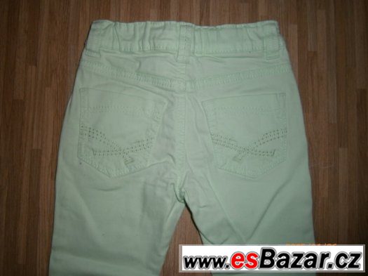zelenkavé kalhoty,rifle, pláťáky slim Denim vel.104 – fotografie 4