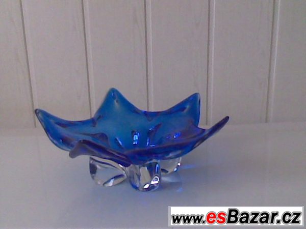 Modré hutní sklo Bohemia glass – fotografie 2