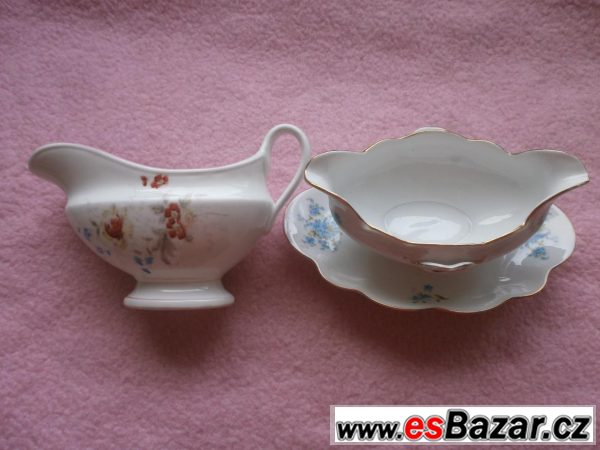 Omáčník porcelánový bílý s květy  – fotografie 2