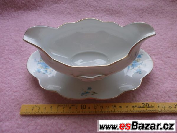 Omáčník porcelánový bílý s květy  – fotografie 3