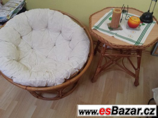 Ratanový papasan bílý / kulaté ratanové křeslo se stylovým s – fotografie 2