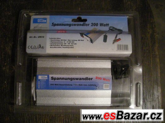 Měnič napětí, invertor Güde 12V na 230V max 400W – fotografie 2