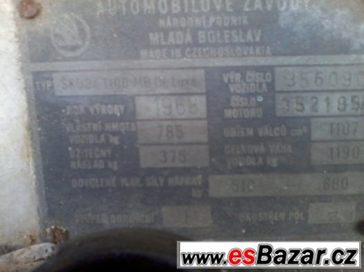 Prodám Škoda 1100 MB de Luxe, – fotografie 1