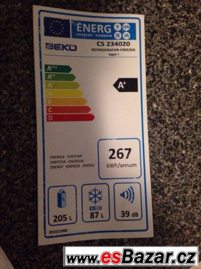 Lednička BEKO CS 234020, v perfektním stavu stále v záruce – fotografie 2