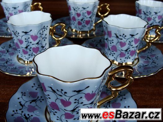 Nádherná stará nepoužitá souprava hrnečků Slavkov porcelánka – fotografie 2