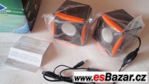 USB reproduktory 3,5 jack stereo 2.0 set přenosné, nové – fotografie 1