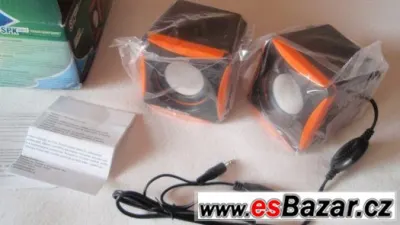 USB reproduktory 3,5 jack stereo 2.0 set přenosné, nové