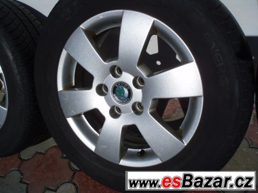 Orig.sada Alu Škoda 15", pro model Octavia II, vč.pneu – fotografie 4