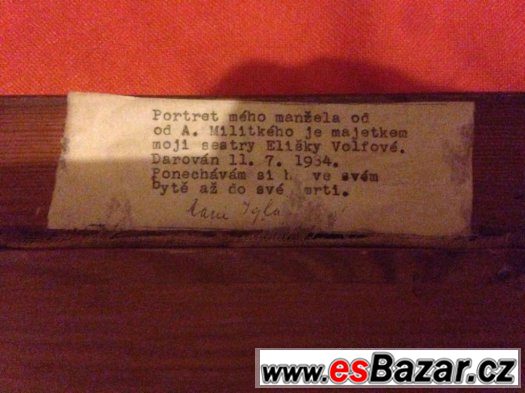 Obraz od Antonína Militkého s věnováním (r.1934) – fotografie 2