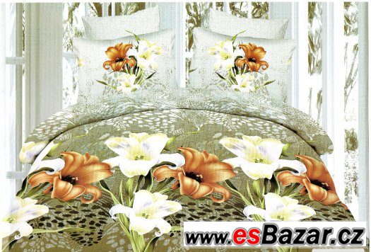 Bavlněné povlečení s 3D efektem - 2 postele- lilie – fotografie 1