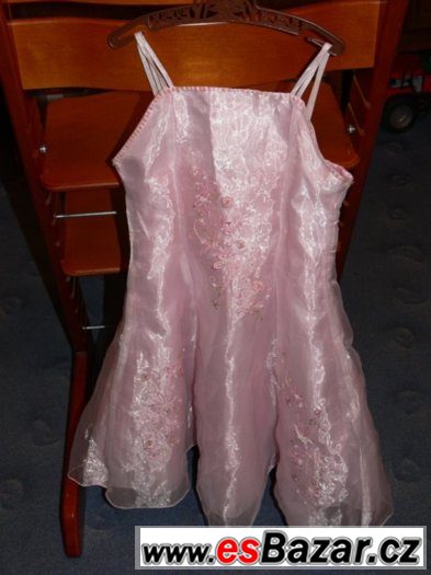 Slavnostní světle růžové lesklé šatičky - vel. 2-3 roky – fotografie 1