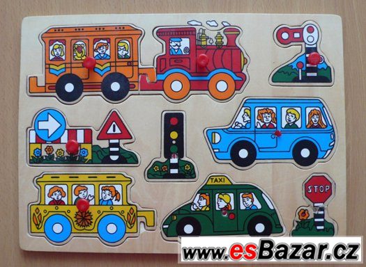 DŘEVĚNÉ PUZZLE, SKLÁDAČKA FARMA, ČÍSLA, AUTA – fotografie 3