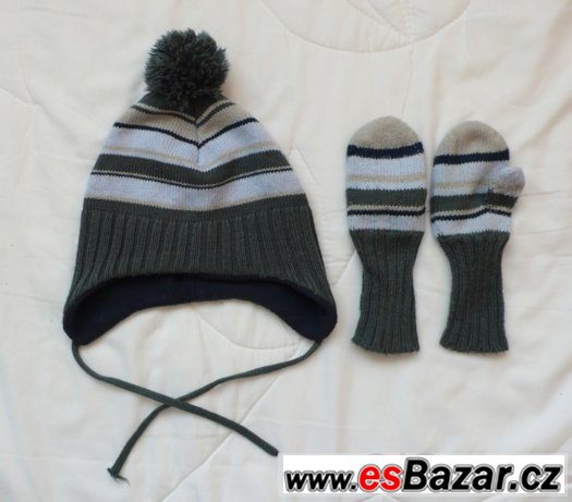 KOMPLET ČEPICE + RUKAVICE H&M vel.86 – fotografie 1