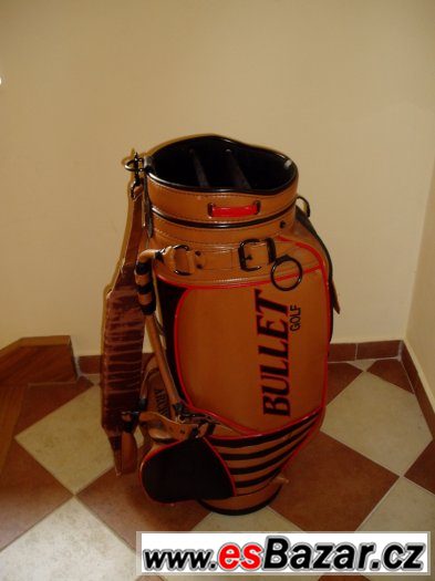 Starý zachovalý kožený bag na golf bullet – fotografie 1