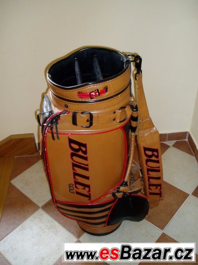 Starý zachovalý kožený bag na golf bullet – fotografie 3