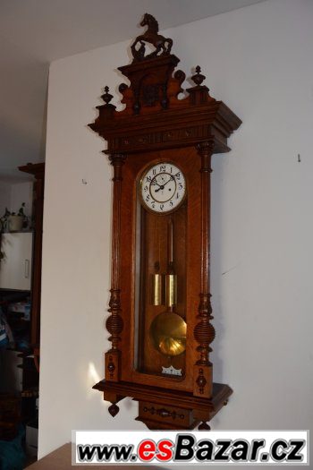 Starožitné 2-závažové hodiny Gustav Becker s koněm r1887 – fotografie 1