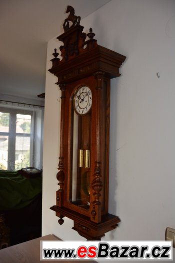 Starožitné 2-závažové hodiny Gustav Becker s koněm r1887 – fotografie 2