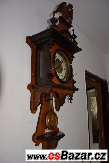 Starožitné, řezbované hodiny Junghans s orlicí r1905 – fotografie 4