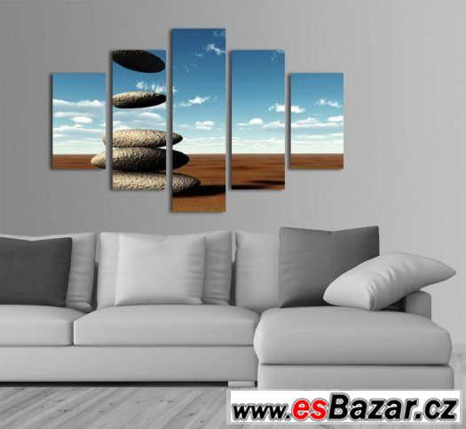 SLEVA - Velký pětidílný obraz 150 x 105 cm - KAMÍNKY – fotografie 1