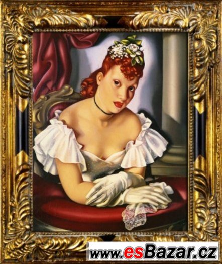 Olej na plátně,bohatě zdobený rám 310x260mm -14- reprodukce – fotografie 1