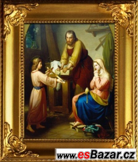 Olej na plátně-bohatě zdobený rám 320x270mm -13- reprodukce – fotografie 1