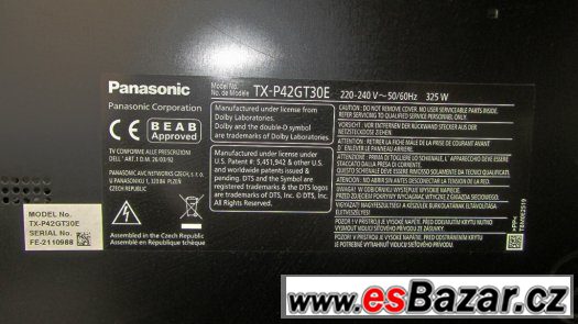 PANASONIC TX-P42GT30E PLAZMA NA NÁHRADNÍ DÍLY – fotografie 2