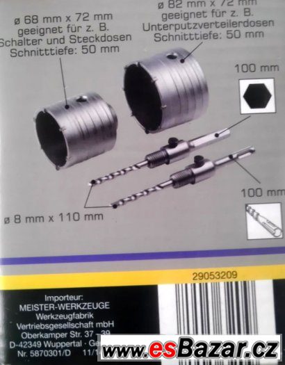 Vykružováky set na el.instalace, Profi kvalita,68+82mm – fotografie 3