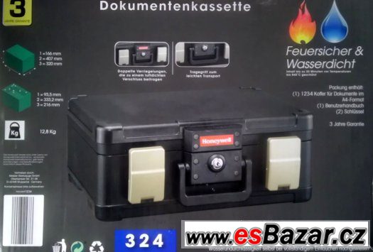 TREZOR-kufřík na A4,ohni do 840st.C a vodě 30minut odolný – fotografie 1