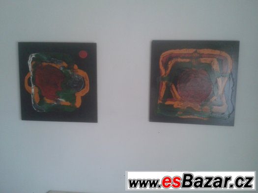 Obraz na dřevě 60 x 60 cm,nesig.2 ks. – fotografie 1