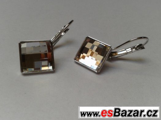 Mechanické náušnice se Swarovski Chessboard, nové – fotografie 1