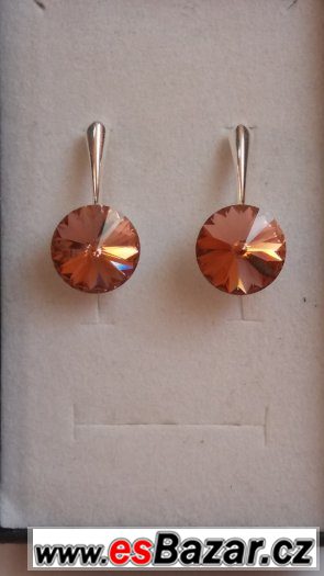Stříbrné náušnice se Swarovski Rivoli, b. rose, 12 mm, nové – fotografie 1