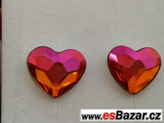 Stříbrné náušnice se Swarovski Heart, 14 mm, nové – fotografie 1