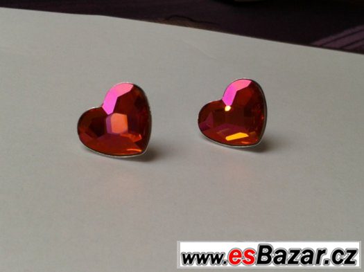 Stříbrné náušnice se Swarovski Heart, 14 mm, nové – fotografie 2