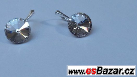 Stříbrné náušnice se Swarovski Rivoli, crystal, 16 mm, nové – fotografie 2