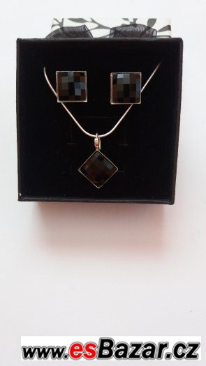 Úžasný stříbrný set se Swarovski Chessboard, nový – fotografie 1