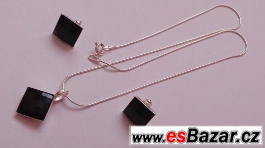 Úžasný stříbrný set se Swarovski Chessboard, nový – fotografie 2