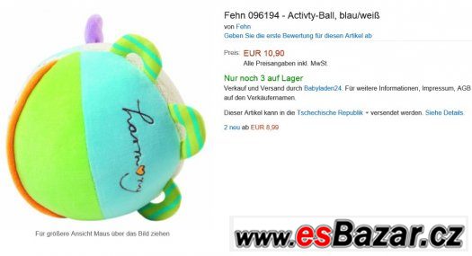 141- Mazlík od německé firmy Fehn.de Activity-Ball růžový 0+ – fotografie 4
