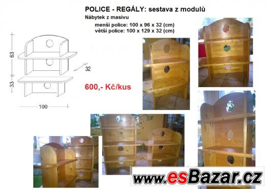 DŘEVĚNÉ masivní POLICE - REGÁLY – fotografie 1