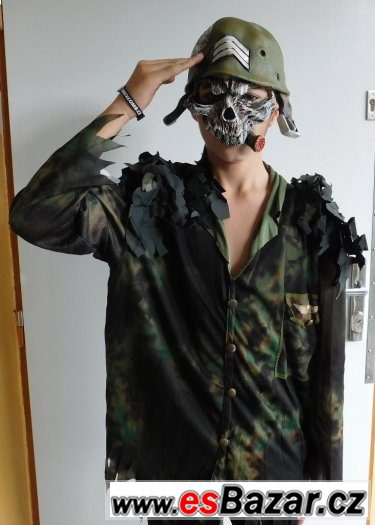 Karnevalový kostým maska voják, vel.140 až 170cm. – fotografie 1