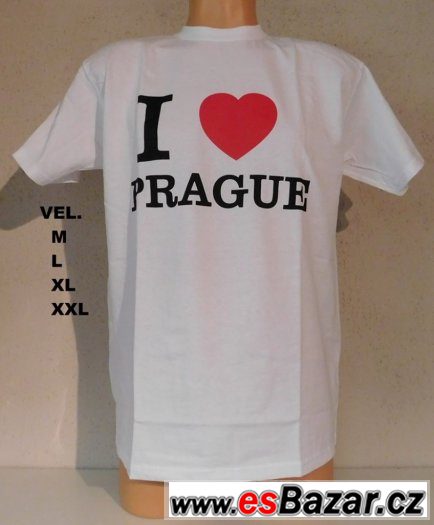 Tričko I love Prague. Nové zabalené Černé nebo bílé. – fotografie 2