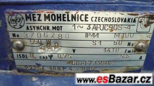 Elektromotor MEZ Mohelnice 380V/550W/1410 ot/min – fotografie 2