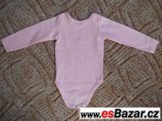 Růžové body s včelkou, dlouhý rukáv, vel. 68 – fotografie 3
