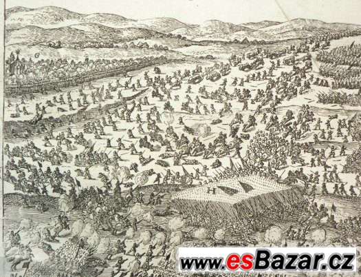 Bitva na Bílé hoře 1620, rytina z roku 1648 originál – fotografie 2
