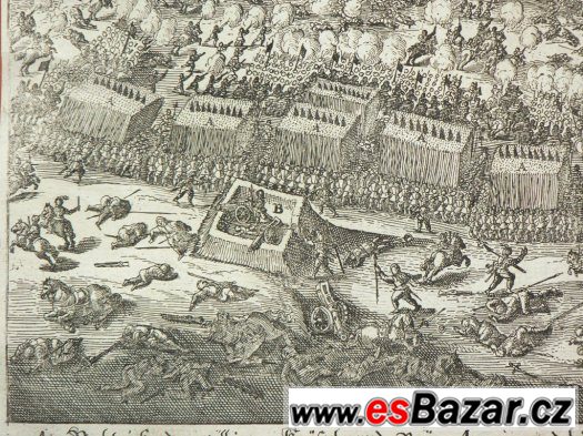 Bitva na Bílé hoře 1620, rytina z roku 1648 originál – fotografie 3