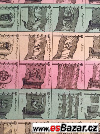 Námořní vlajky,velká rytina z roku 1720 originál – fotografie 3