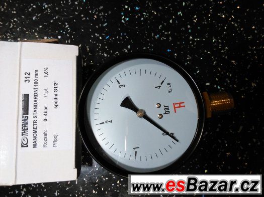 Manometr průměr 100mm 0-4bar - nový – fotografie 1