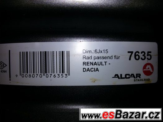 Disk plechový Renault,Dacia,4X100,15" – fotografie 3