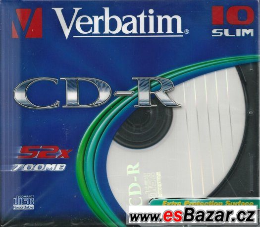 3x Verbatim CD-R 700MB 52x, AZO, slim box, 10ks v balení – fotografie 2